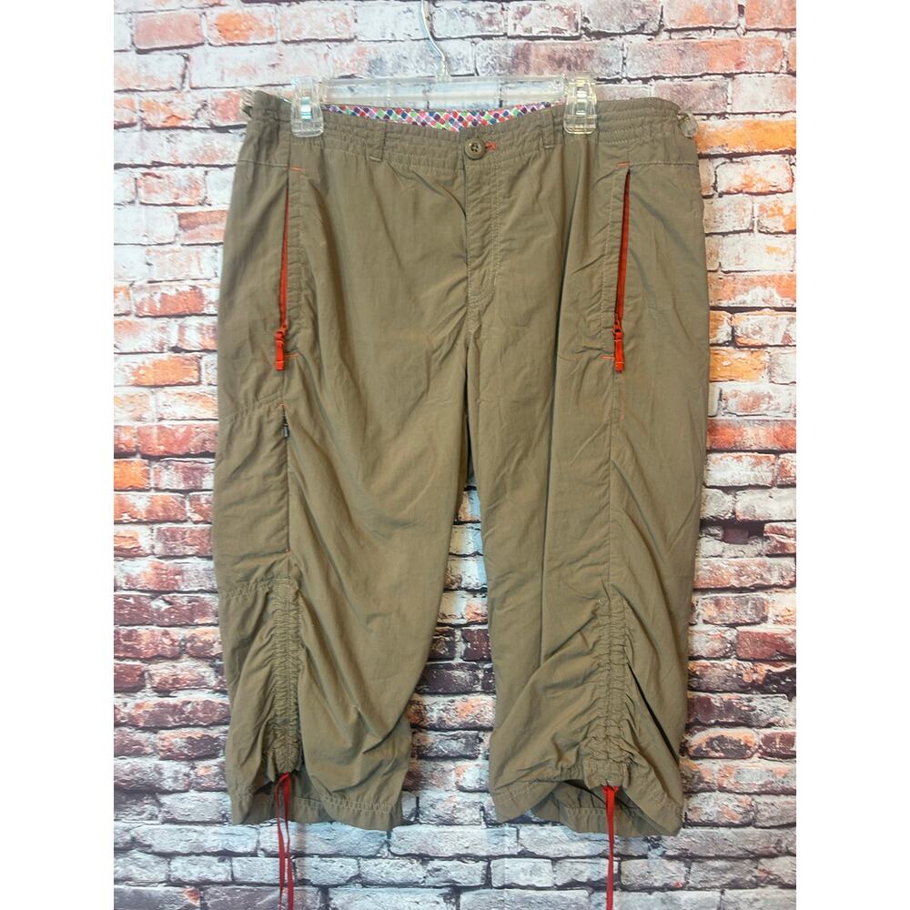 Eddie Bauer first ascent capri cropped tan nylon hiking pants women's size 12
